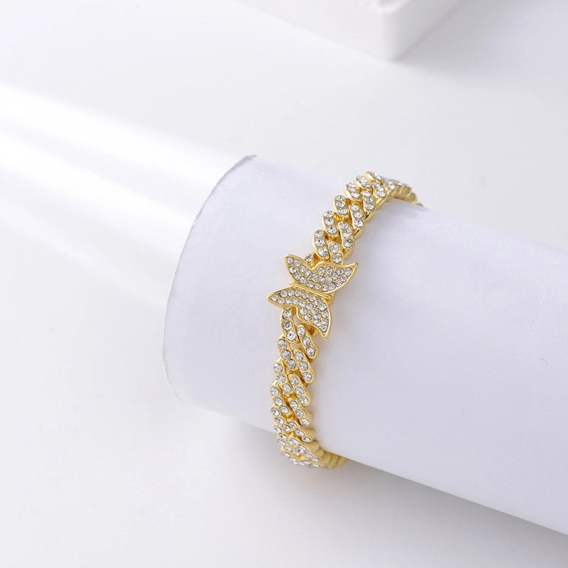 Xiyin Hip Hop Cuban Link Chain Diamond Bracelet Anklet Necklace Men And Women Hiphop Straight