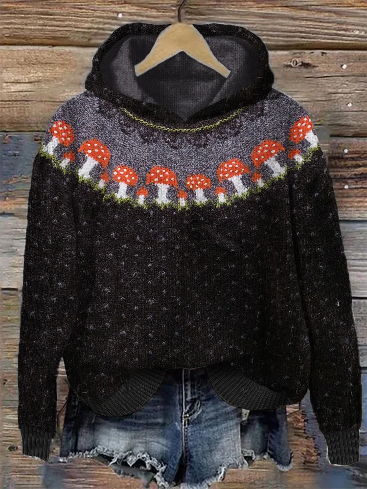 🔥kukelife🔥Forest Mushroom Inspired Cozy Knit Hoodie