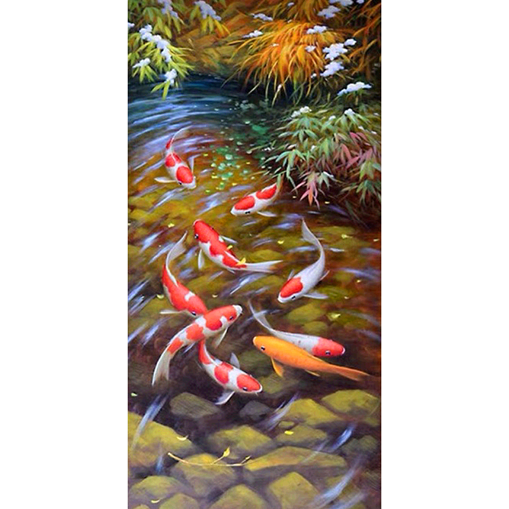 

45*85CM - Lucky Fish - Round Drill Diamond Painting, 501 Original
