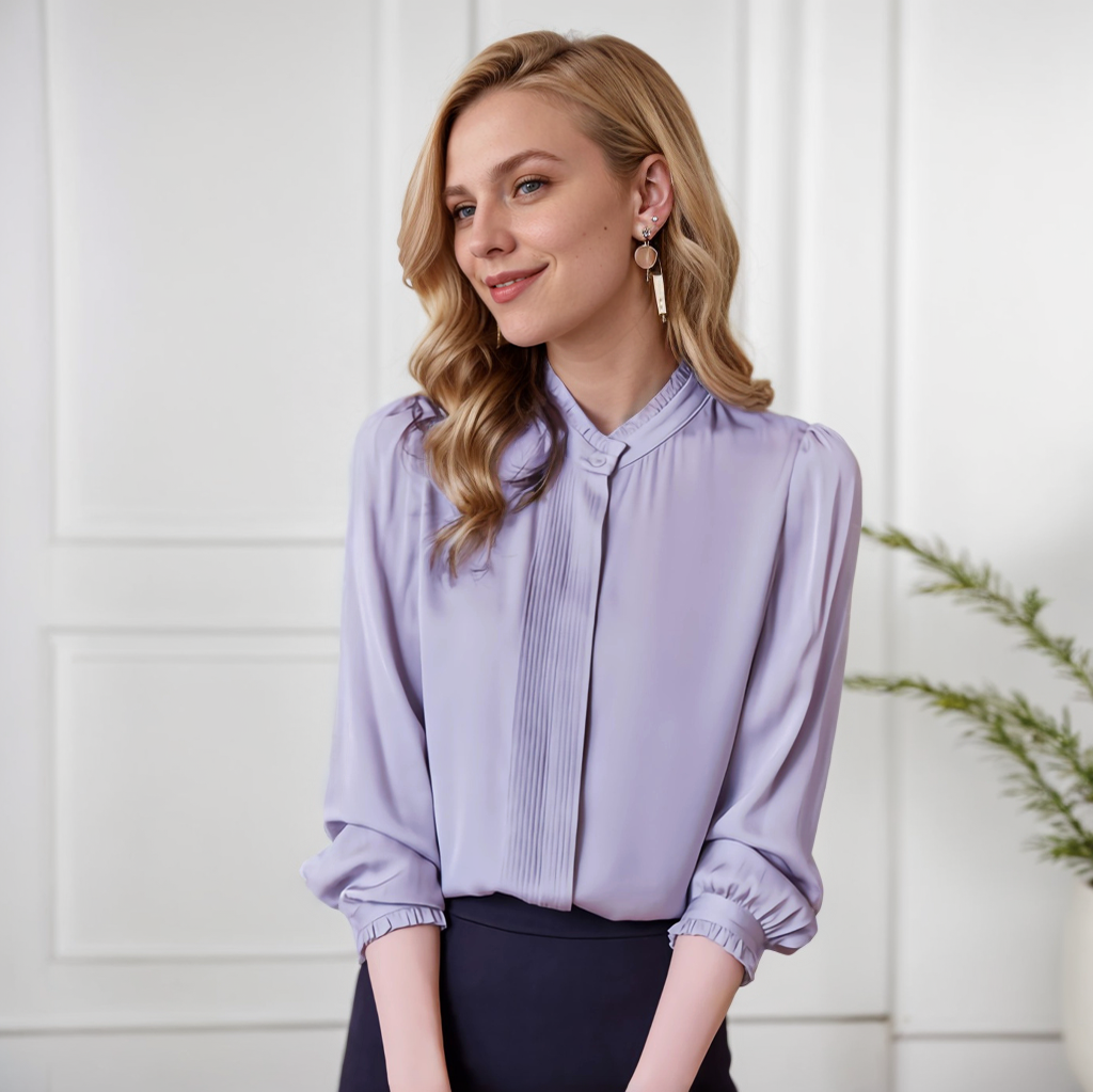 Lace Collar Silk Shirt for Women REAL SILK LIFE