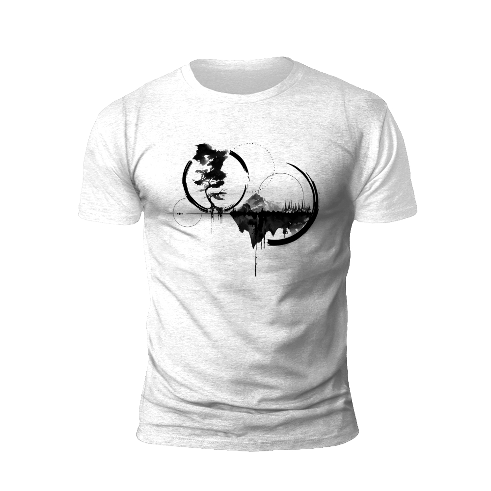 Ink Wash Geometry Landscape T-Shirt