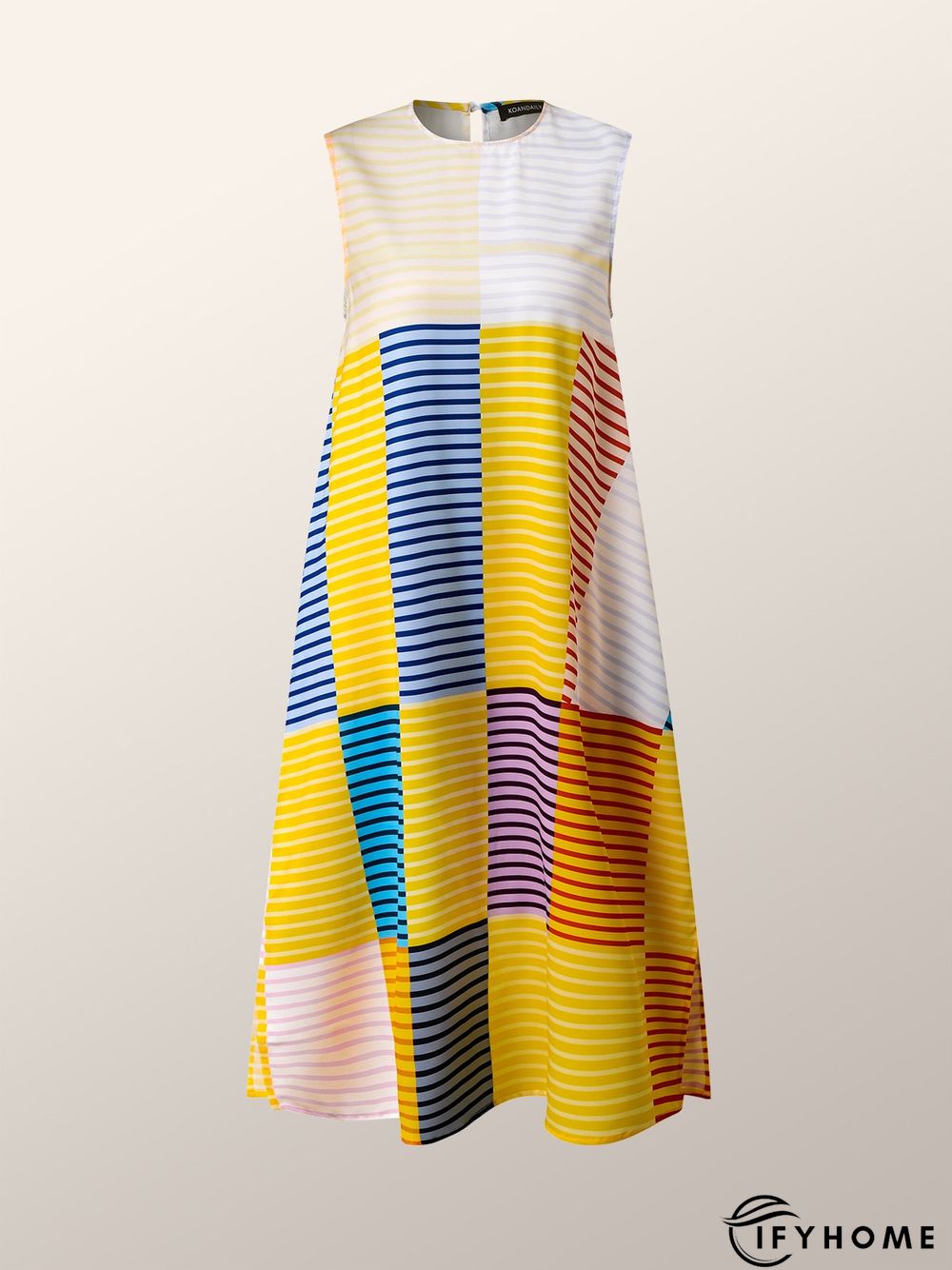 Summer Crew Neck A-line Plain Elegant Sleeveless Woven Daily Dresses | IFYHOME