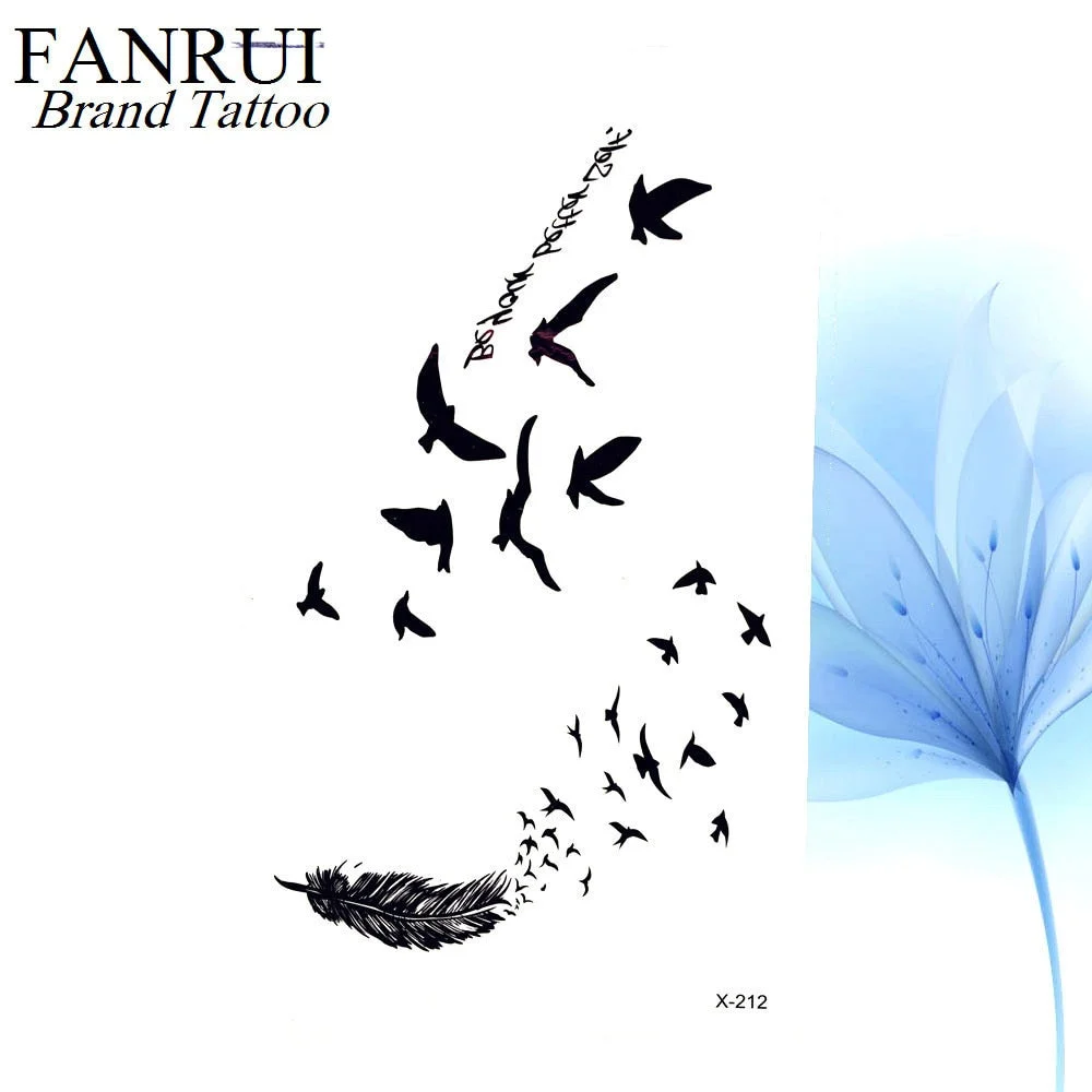 Summer Style Watercolor Feather Bird Temporary Tattoo Women Tribal Henna Fake Tattoo Men Body Arm Art Drawing 3D Tatto Stickers