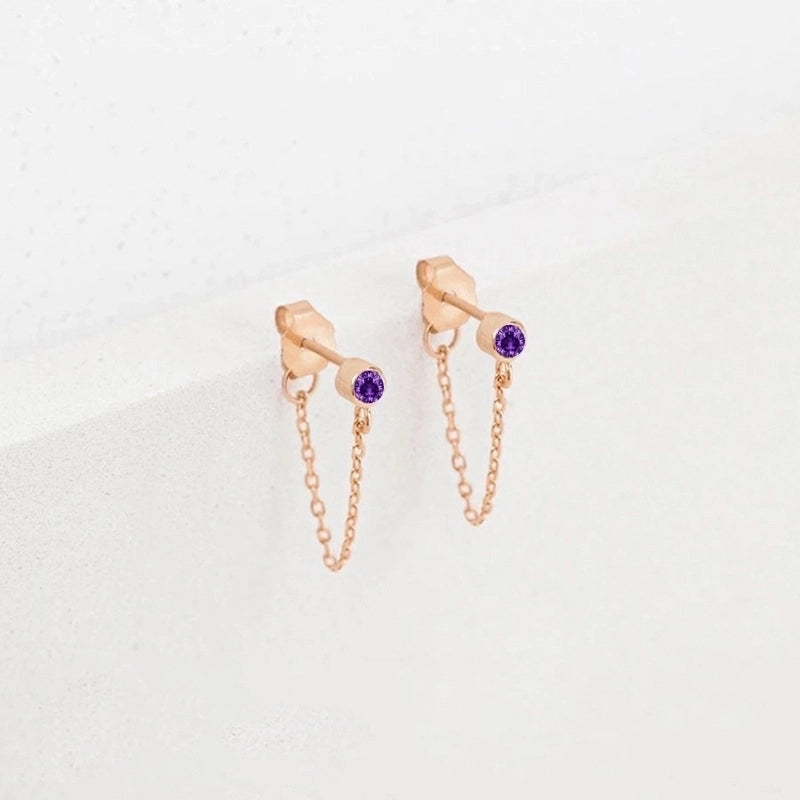 1 Pair Minimalist Geometric Inlay Stainless Steel Rhinestones 14K Gold Plated Rose Gold Plated Drop Earrings