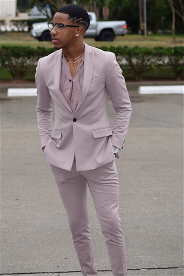 New Arrive One Button Bespoke Men's Wearhouse Wedding Suits Pink