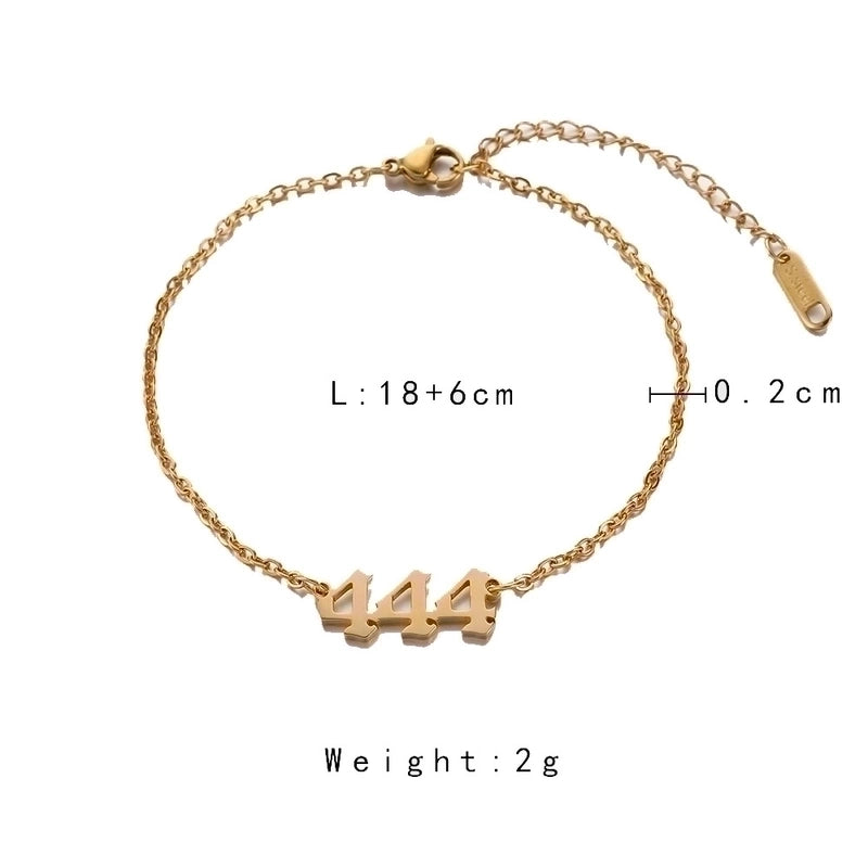 Minimalist Commute Number 304 Stainless Steel 18K Gold Plated Bracelets In Bulk