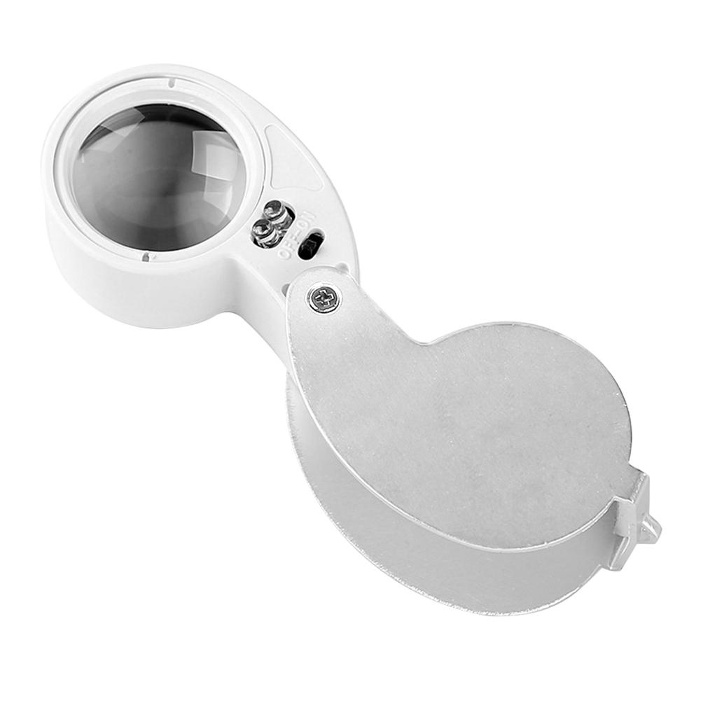 

40x 25mm Handheld Folding Jewelry Optical Glass Loupe Magnifier w/LED Light, 501 Original