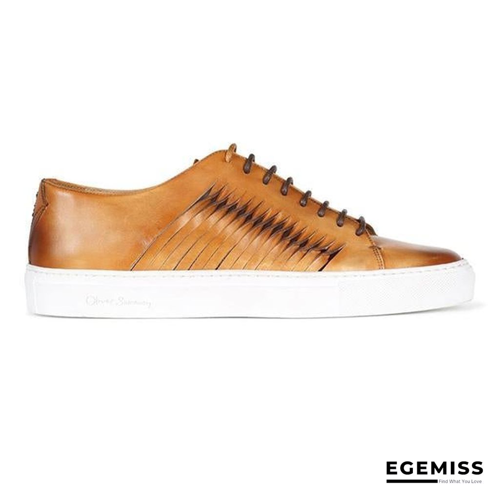 Light Brown Antiqued  Leather Trainer | EGEMISS
