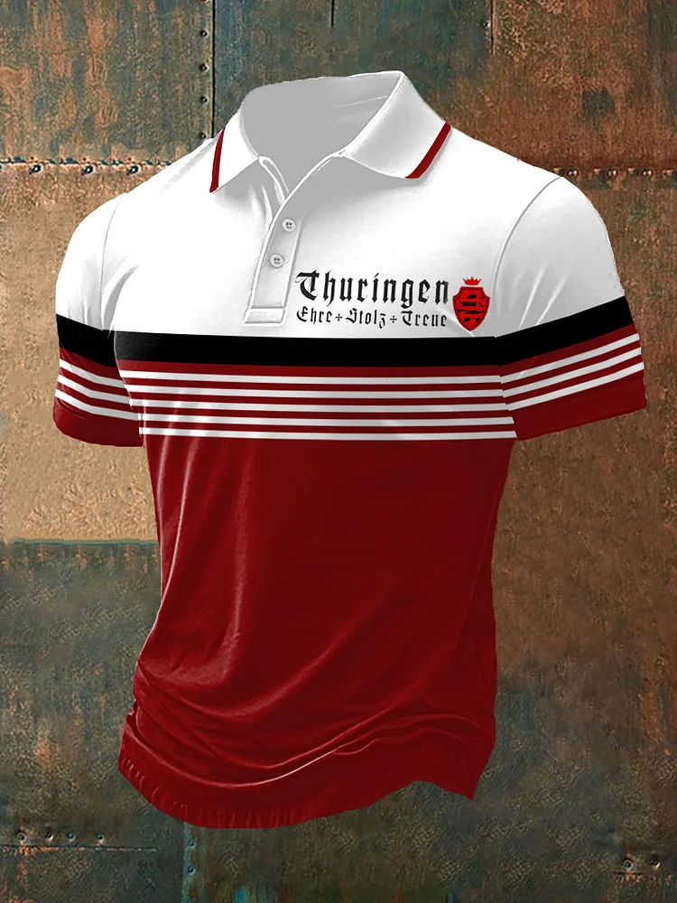 Kurzarm-Hemd und Shorts-Shirt f&uuml;r Herren Th&uuml; ringen ehre stolz treu