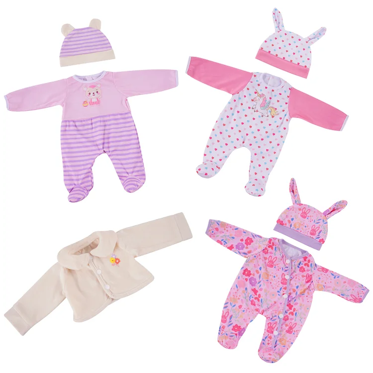 17"-20" 4 Psc Set Pink and Purple Clothing Accessories for Girls