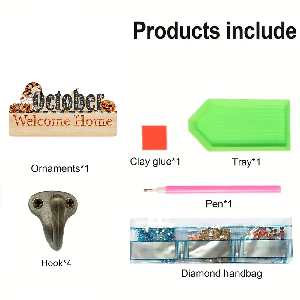 DIY Wooden Calendar October DIY Diamond Art Craft Wall Hooks for Beginners Adults