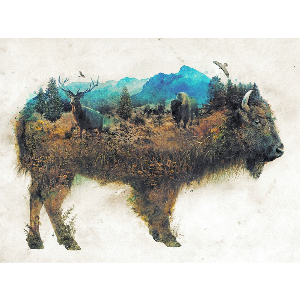 

(Multi-Size) Bison Art - Round/Square Drill Diamond Painting, Square diamond 30*40cm, 501 Original