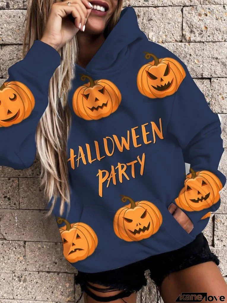 Women's Hoodies Printed Pocket Long Sleeve Casual Hoody