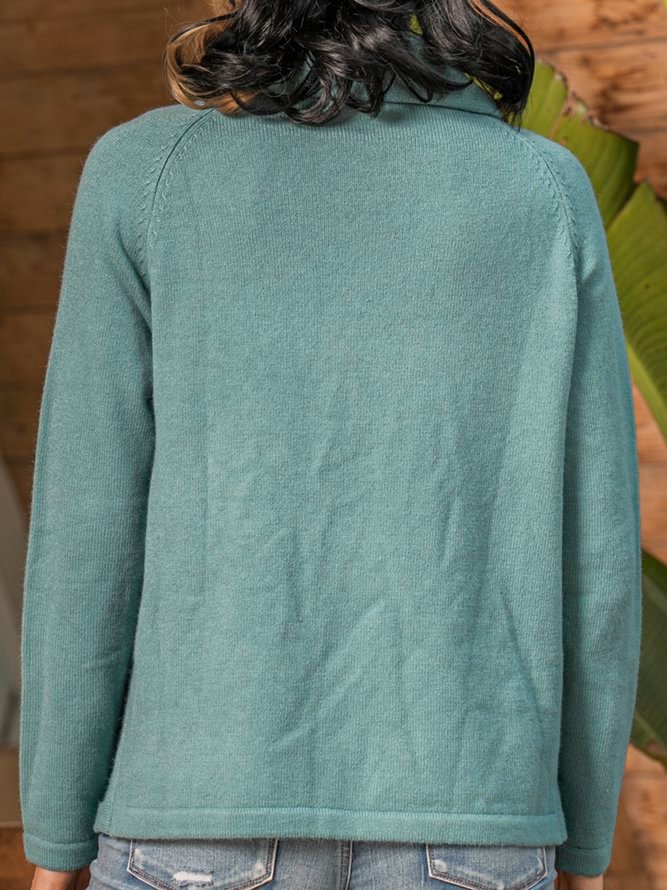 Green Long Sleeve Casual Sweater