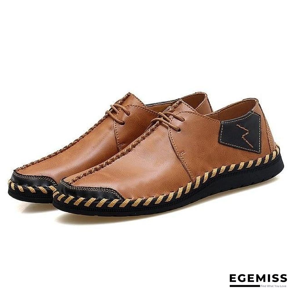 Men Casual Cow Leather Light Comfortable Split Leather Flats Shoes | EGEMISS