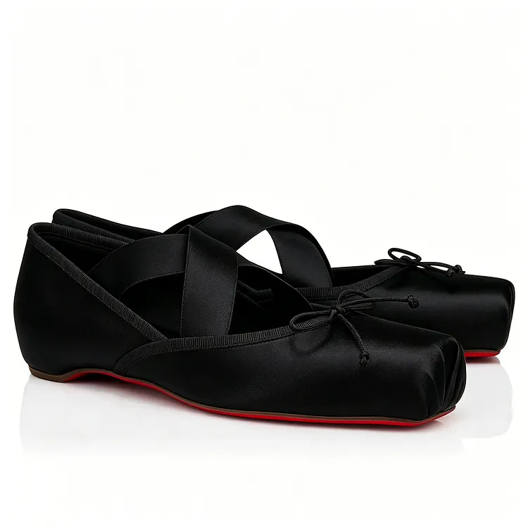 Women's Square-Toe Flat Ballet Flats Red Bottom Mary Janes VOCOSI VOCOSI