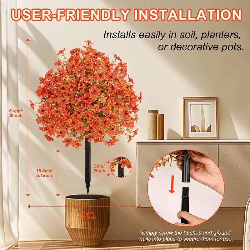 Autumn Artificial Garden Stake with Realistic Flowers, UV Resistant, Windproof, Durable Spike, Low-Maintenance Outdoor Decor