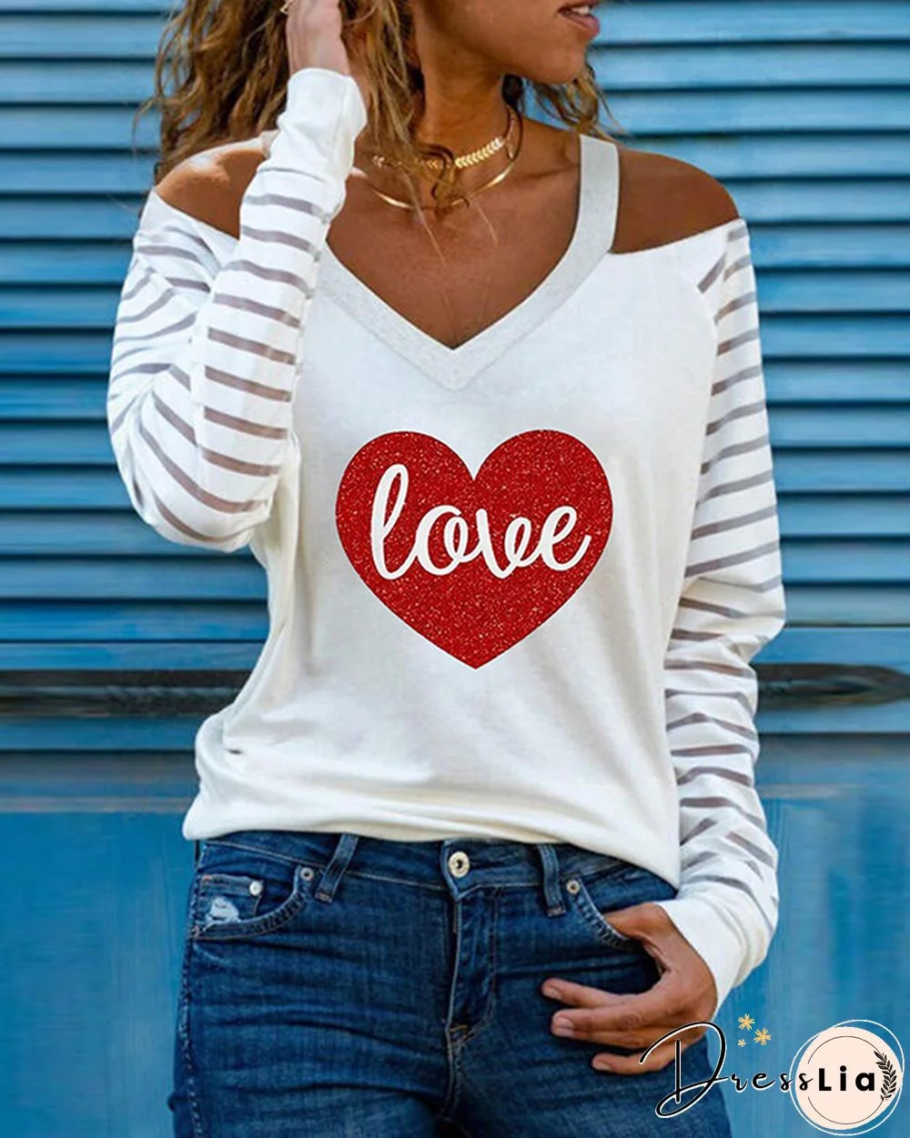 Valentine's Day Heart Panel Long Sleeve Top