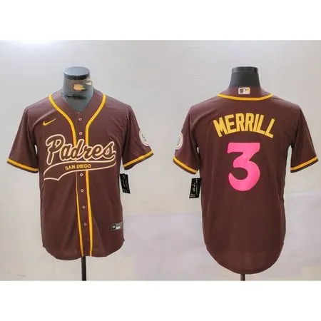 Men's San Diego Padres #3 Jackson Merrill Brown Cool Base Stitched Baseball Jersey VE8K