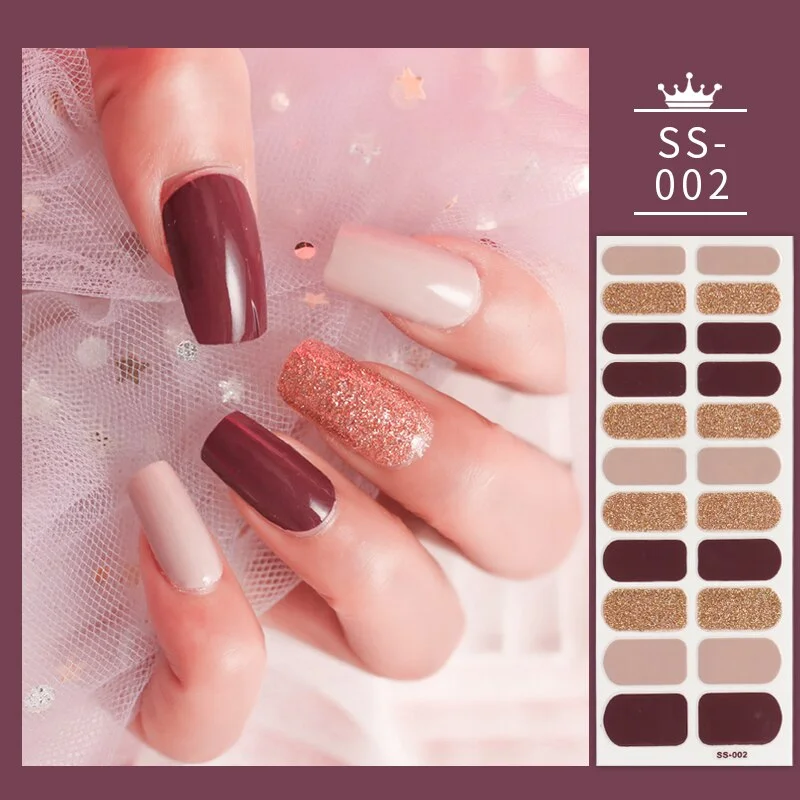 22Tips Colorful Nail Stickers Nail Accesoires Full Cover Stickers for Nails Self Adhesive Nail Art Nails Sticker Designer Shiny