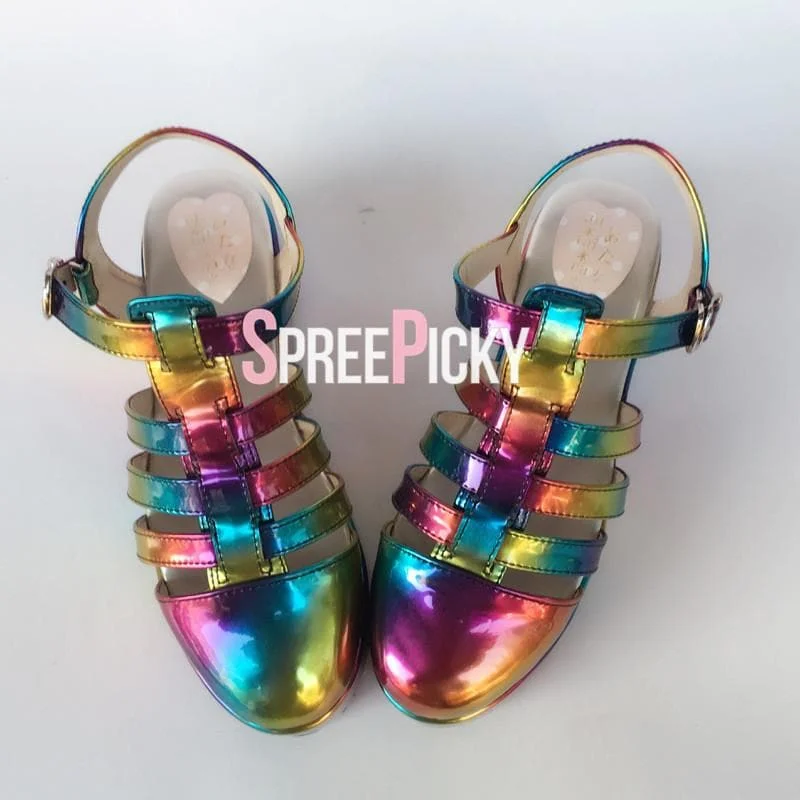Holographic Rainbow Strappy Sandals SP1710374
