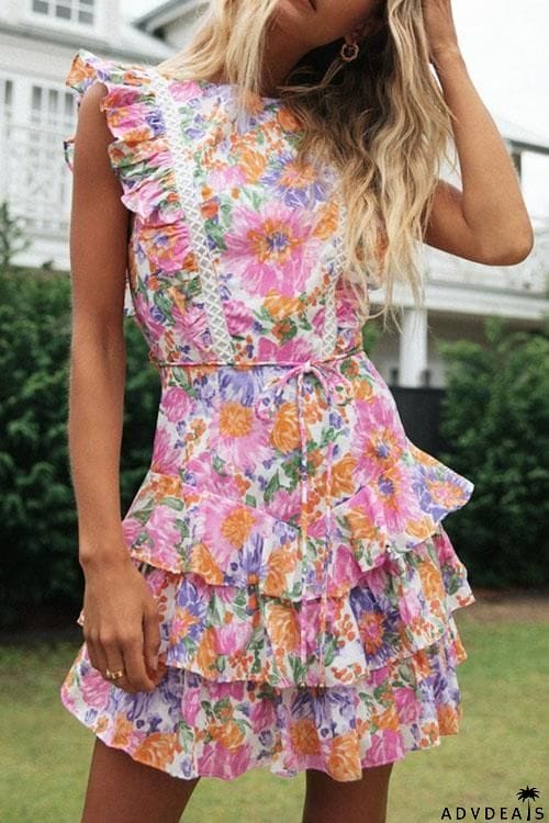 Mighty Good Time Flower Backless Mini Dress