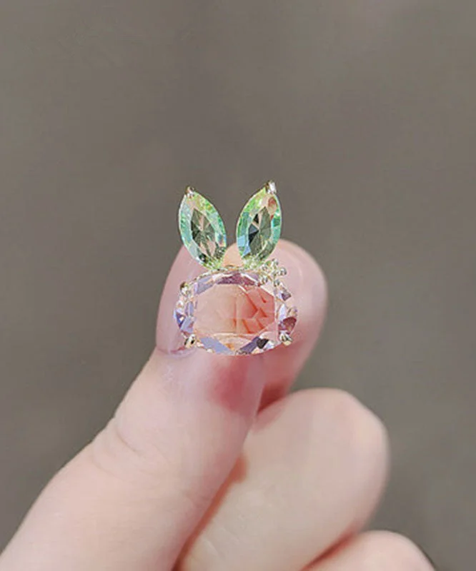 DIY Colorblock Sterling Silver Crystal Rabbit Brooches