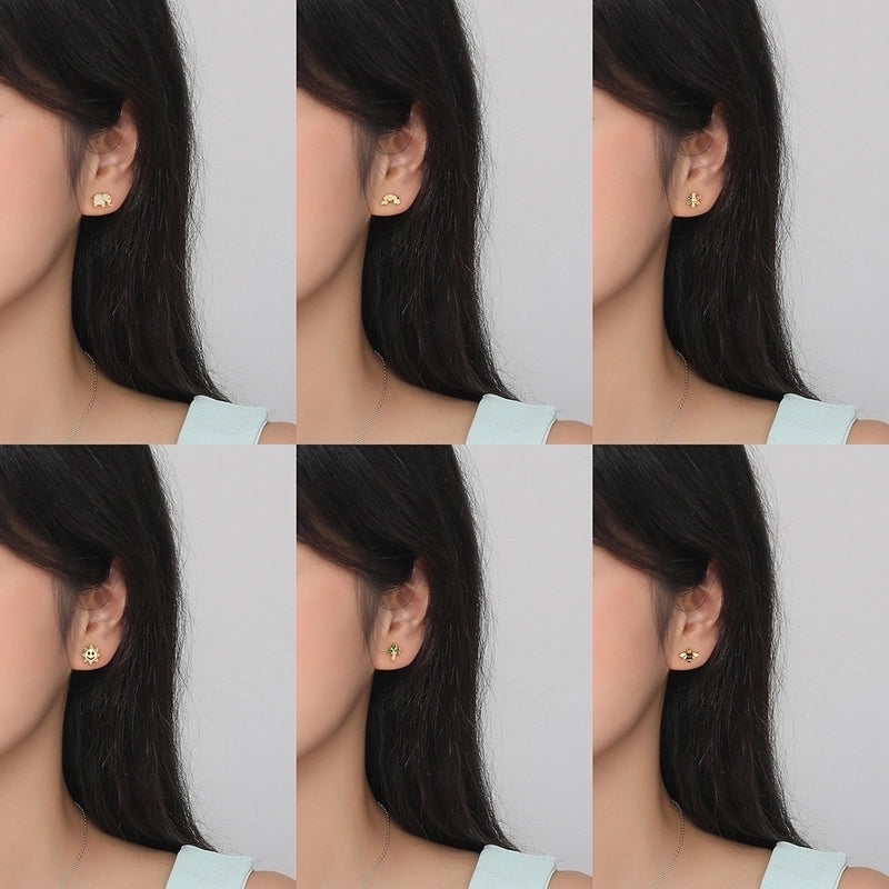 1 Pair 925 Sterling Silver Flower Elephant Ear Studs