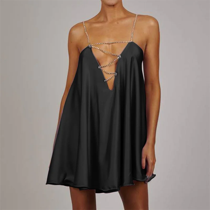 Uveng Uveng With Deep V-Neck-Loose Sling-Type Loose Dress