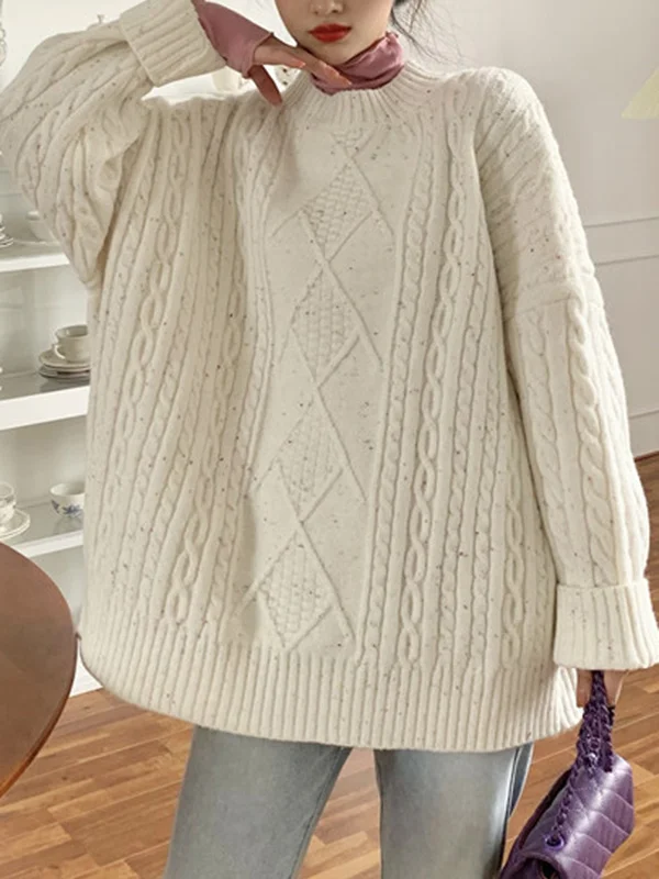 Original Casual Loose Round-Neck Long Sleeves Sweater Tops