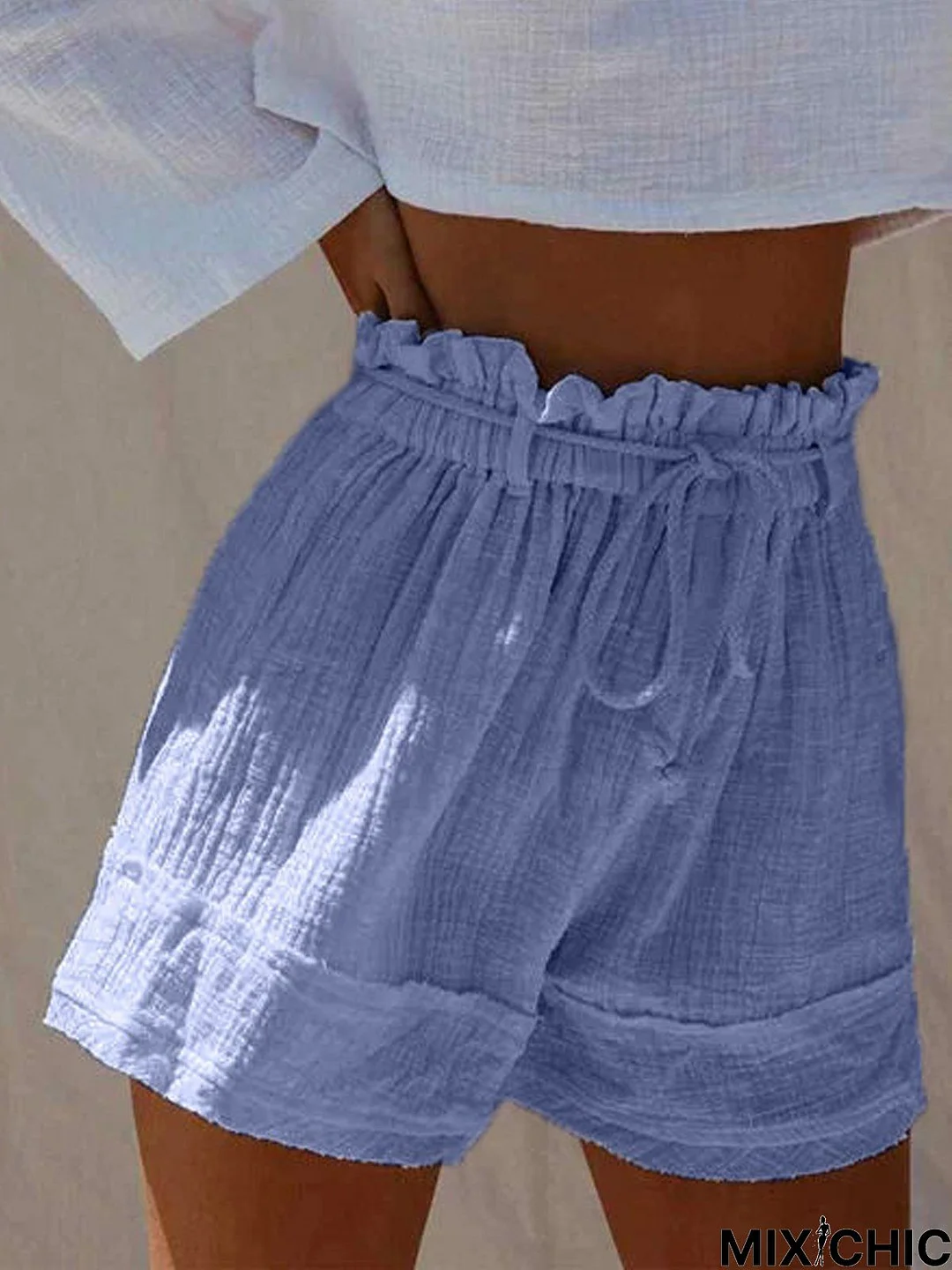 White Boho Cotton-Blend Shorts