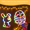 Easter Window Lights 2 Pack Easter Egg and Bunny Shaped Battery Operated Indoor Lights Holiday Decorations for Indoor Outdoor Party Decor