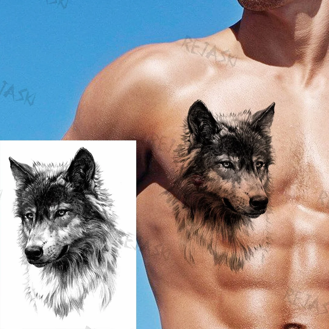 Sdrawing Tiger King Creative Temporary Tattoos For Men Adults Wolf Bowknot Owl Lion Forest Fake Tattoo Sticker Chest Arm Tatoos DIY