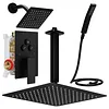 [US Local Warehouse] Mixer Shower W/ 12in Ceiling Mount 6in Wall Mount Showers Head Ceiling Mounted Shower System Combo Set Push Button Diverter with 2 in 1 Handheld for Bathroom and Hotel
