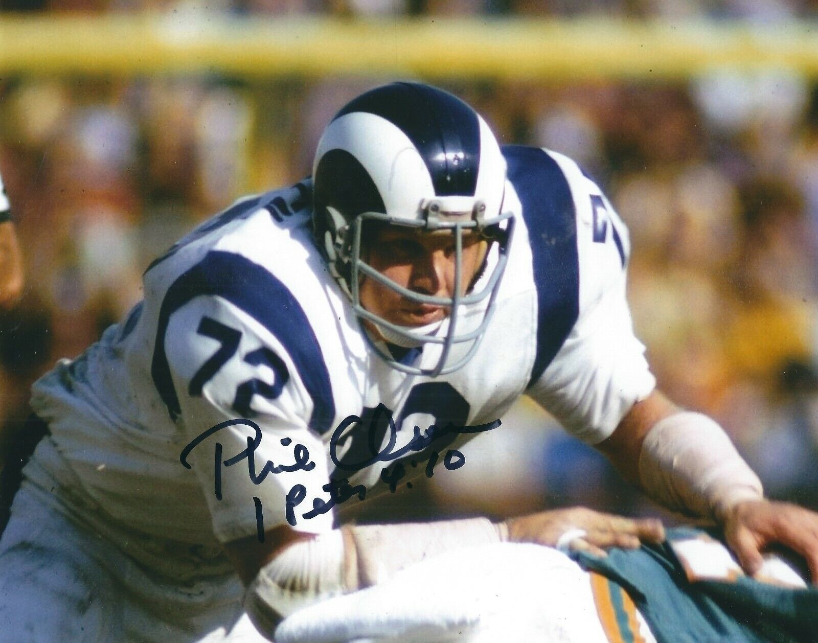 Autographed PHIL OLSEN Los Angeles Rams 8x10 Photo Poster painting w/COA