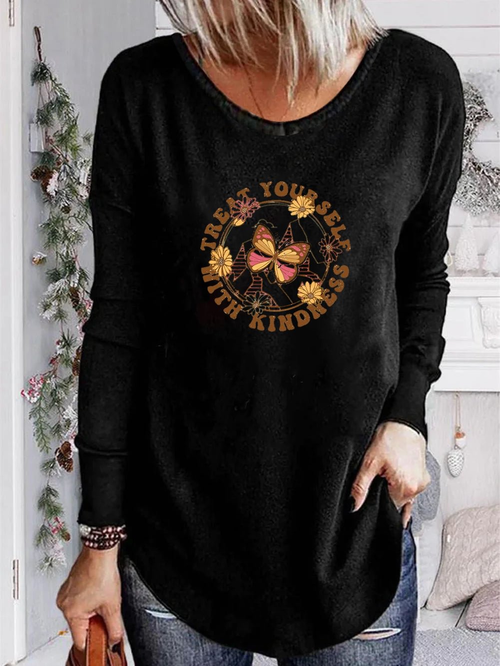 Unisex 100% Cotton Long Sleeve Crew Neck Be Kind Shirt