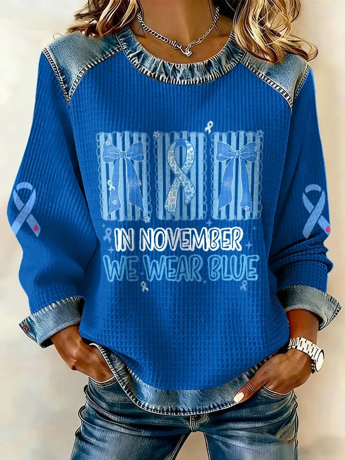 Women's &ldquo;In November We Wear Blue&rdquo; Print Sweatshirt socialshop