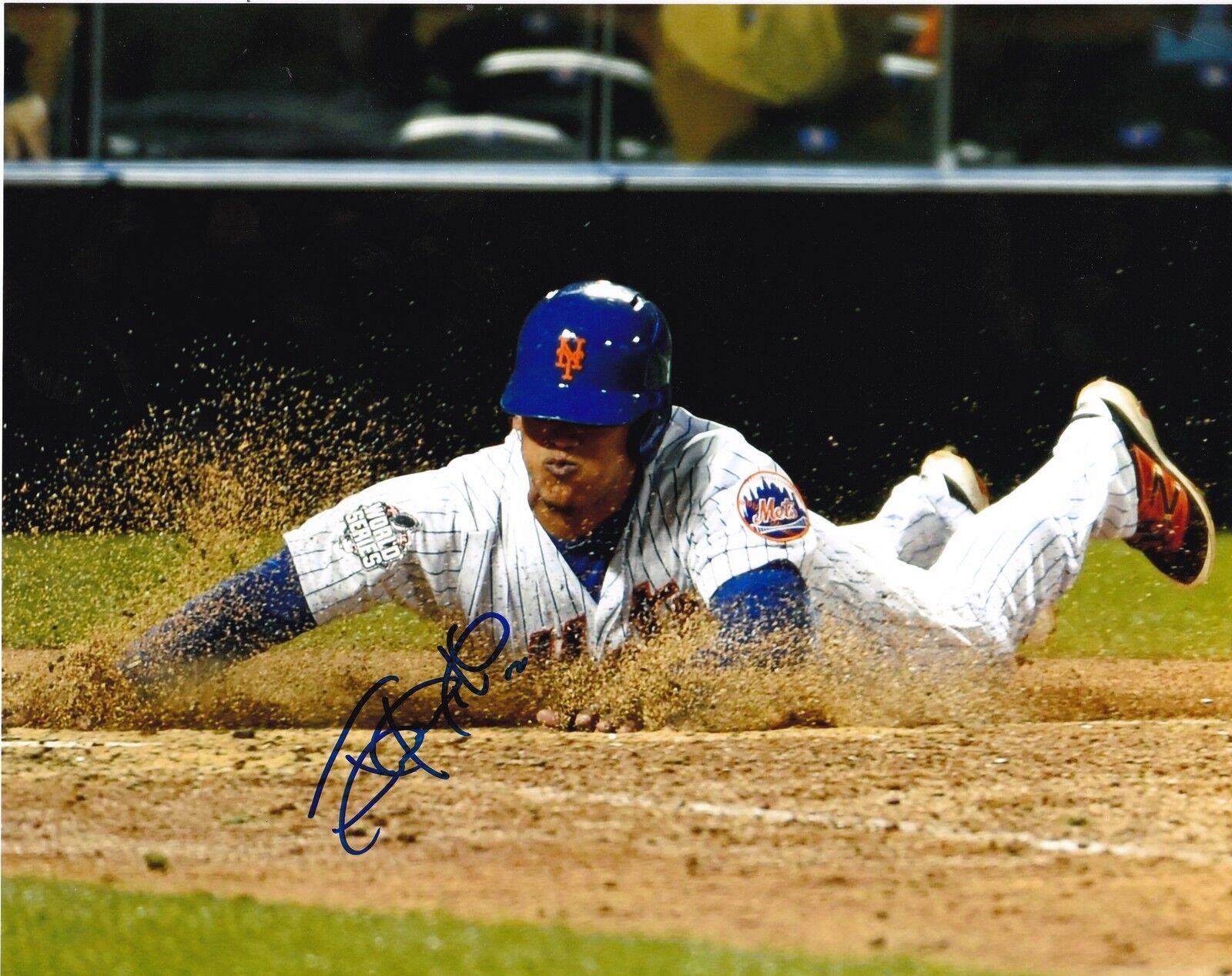 JUAN LAGARES NEW YORK METS ACTION SIGNED 8x10