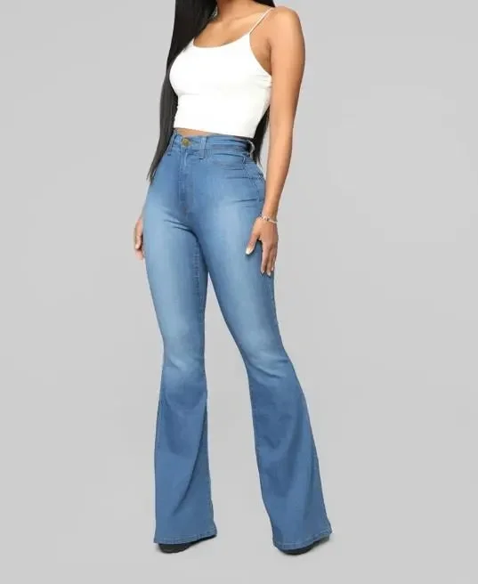 Uaang Jeans 2023 Summer Women's Jeans Casual Retro Commuter Style High Waist Slim Denim Horseshoe Pants Flared Pants