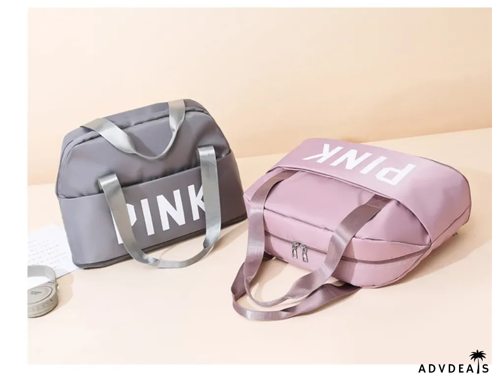 PINK Letter Print Dry and Wet Separation Extend Bag