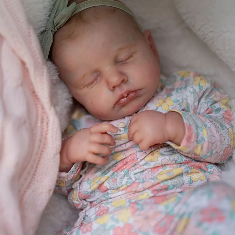  [New] 20" Reborn Newborn Baby Sleeping Girl Yappia with Hand-Painted Hair with Heartbeat💖 & Sound🔊 - Reborndollsshop®-Reborndollsshop®