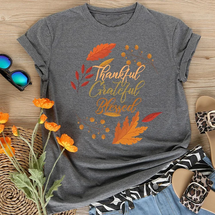 Thankful Grateful Blessed  T-shirt Tee -08562-Annaletters