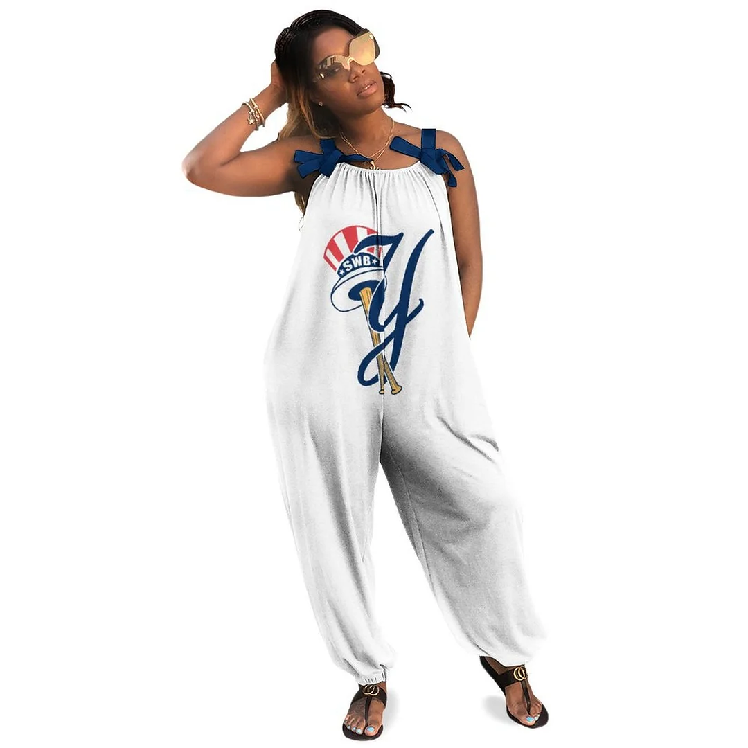 Women Plus Size Jumpsuits Loose Casual Print Retro Strappy Jumpsuit in Pattern,Blue