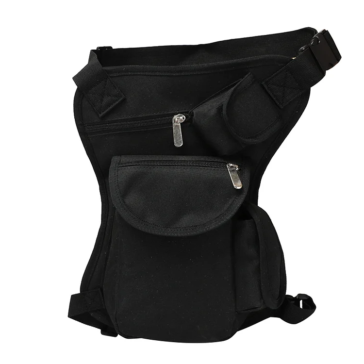 Outdoor Hiking Waterproof Leg Bag Canvas Molle Thigh Waist Pouch (Black)