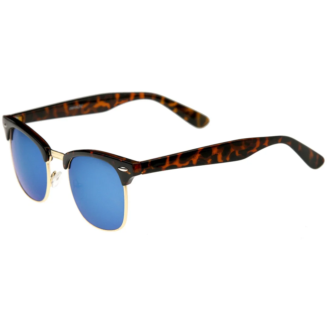 Premium Half Frame Colored Mirror Lens Horn Rimmed glasses 50mm