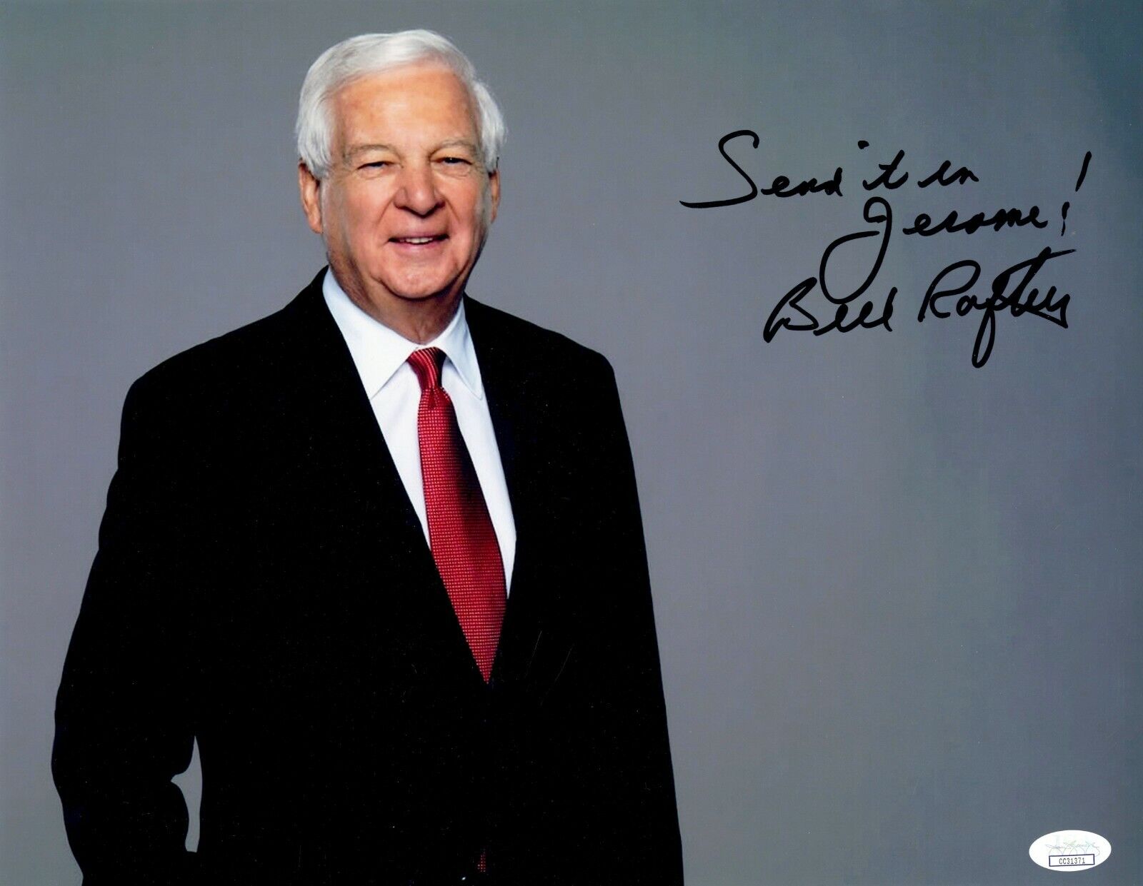 Bill Raftery Signed 11x14 Photo Poster painting JSA COA Auto 1/1 Send It In Jerome NCAA HOF Mint