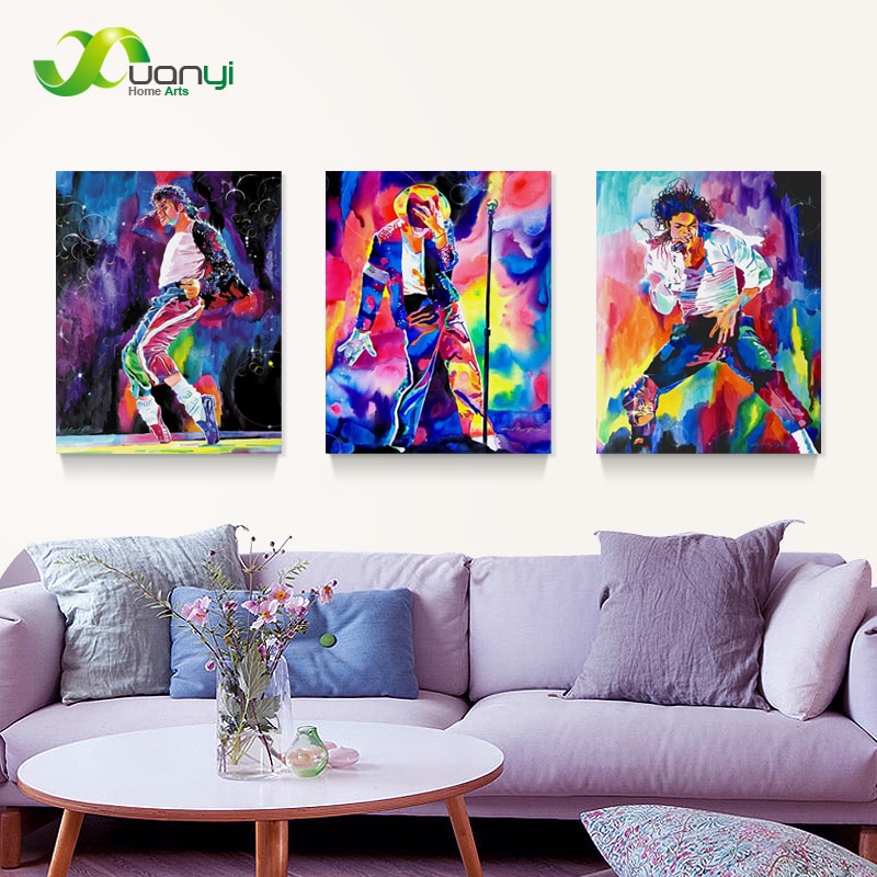 3 Panel Oil Painting Picture Canvas Painting Famous Star Michael Jackson Home Decor Printing On Canvas (No Frame) PR913