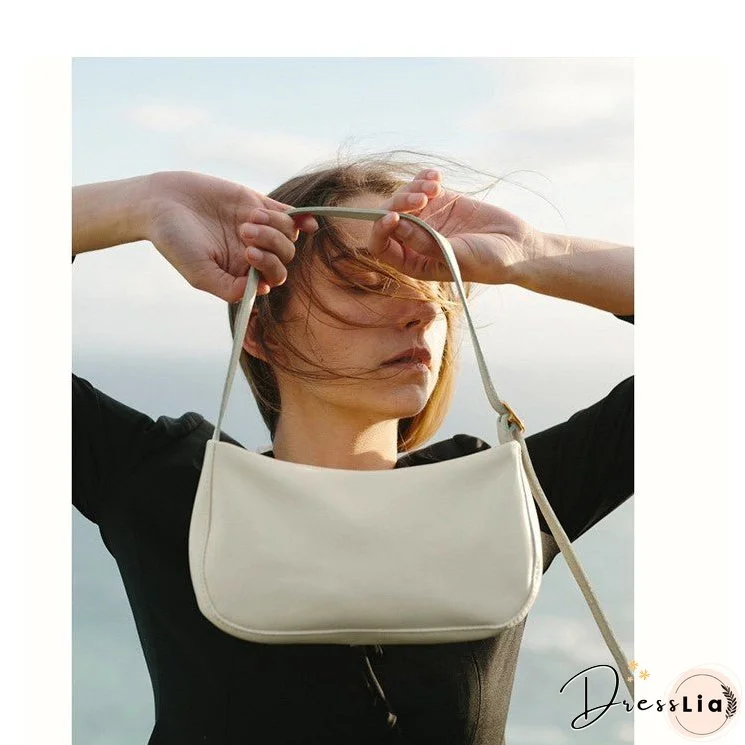 Solid Color Baguette Underarm Bag