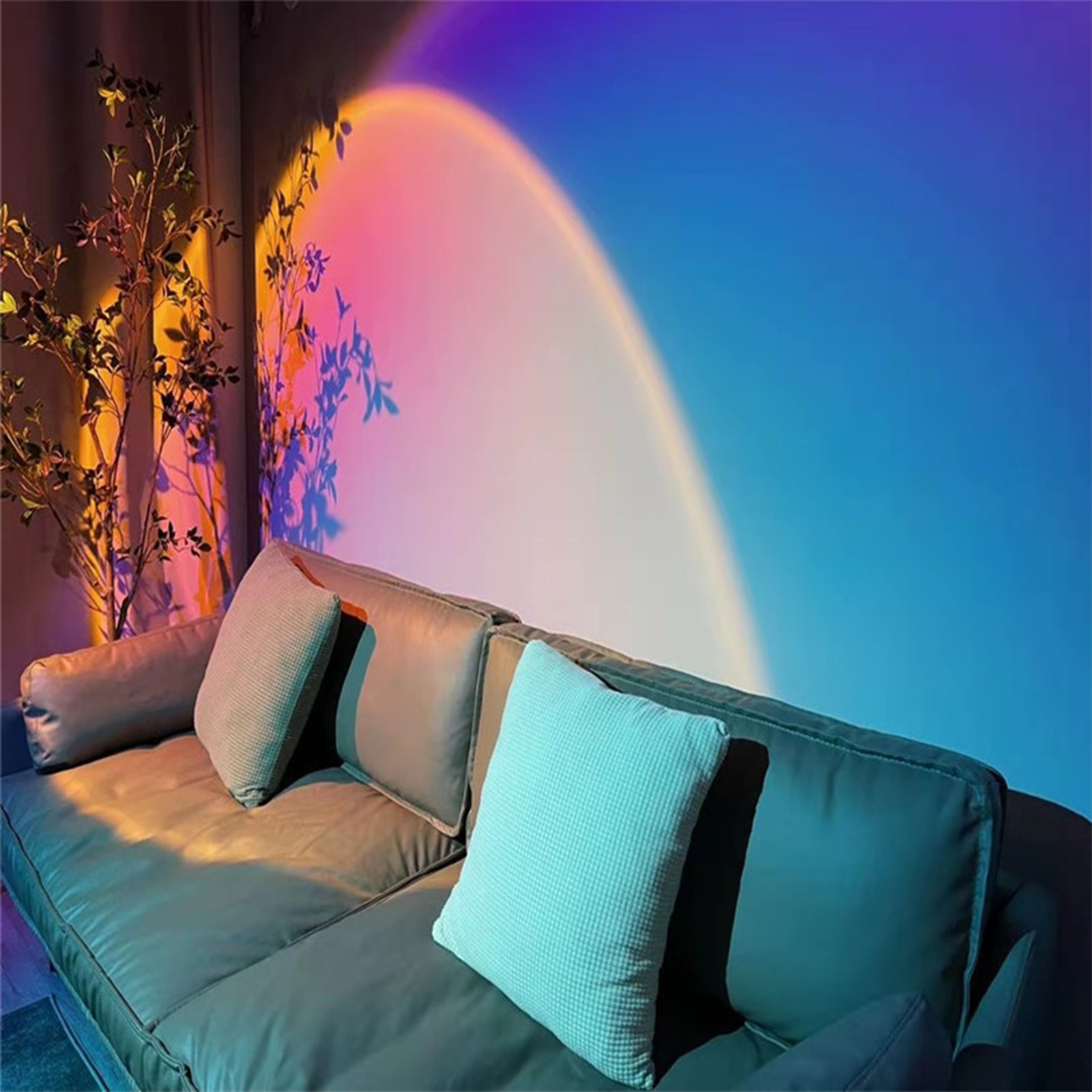Rainbow Sunset Projection Atmosphere Lamp Colorful Background Night Light от Cesdeals WW