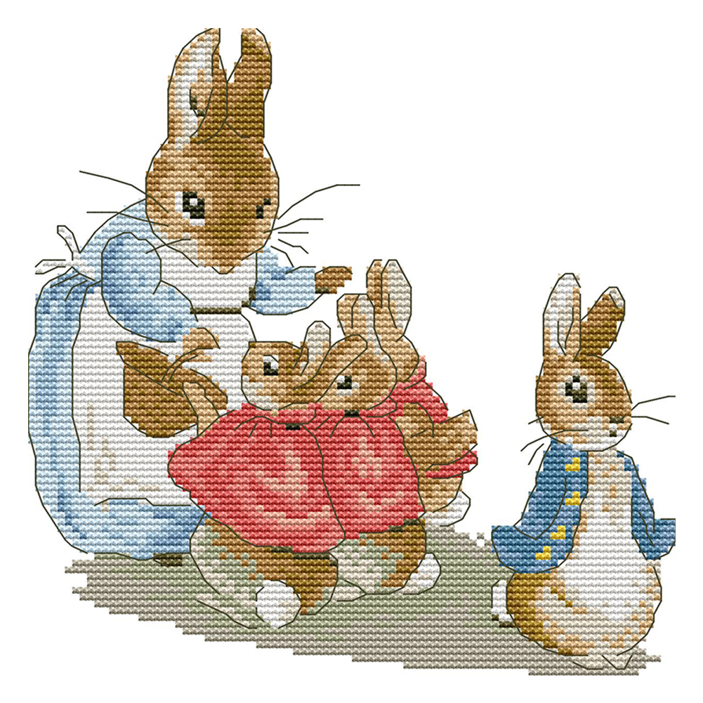 Rabbit Partial 14CT Pre-stamped Canvas(21*22cm) Cross Stitch(backstitch)